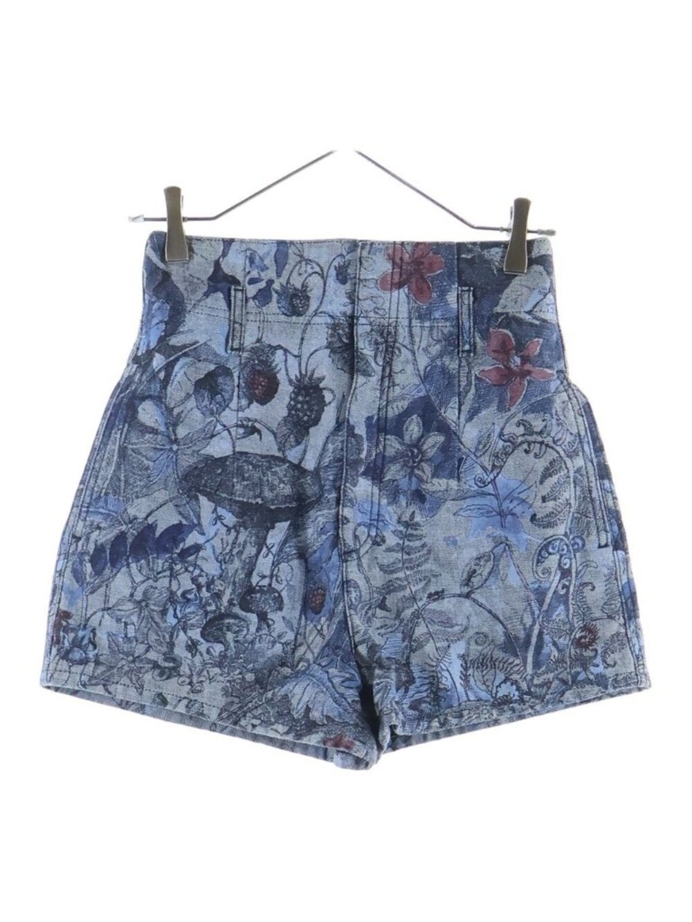 Dior Jardin Magic Print High Waist Denim Shorts Indigo Blue 36